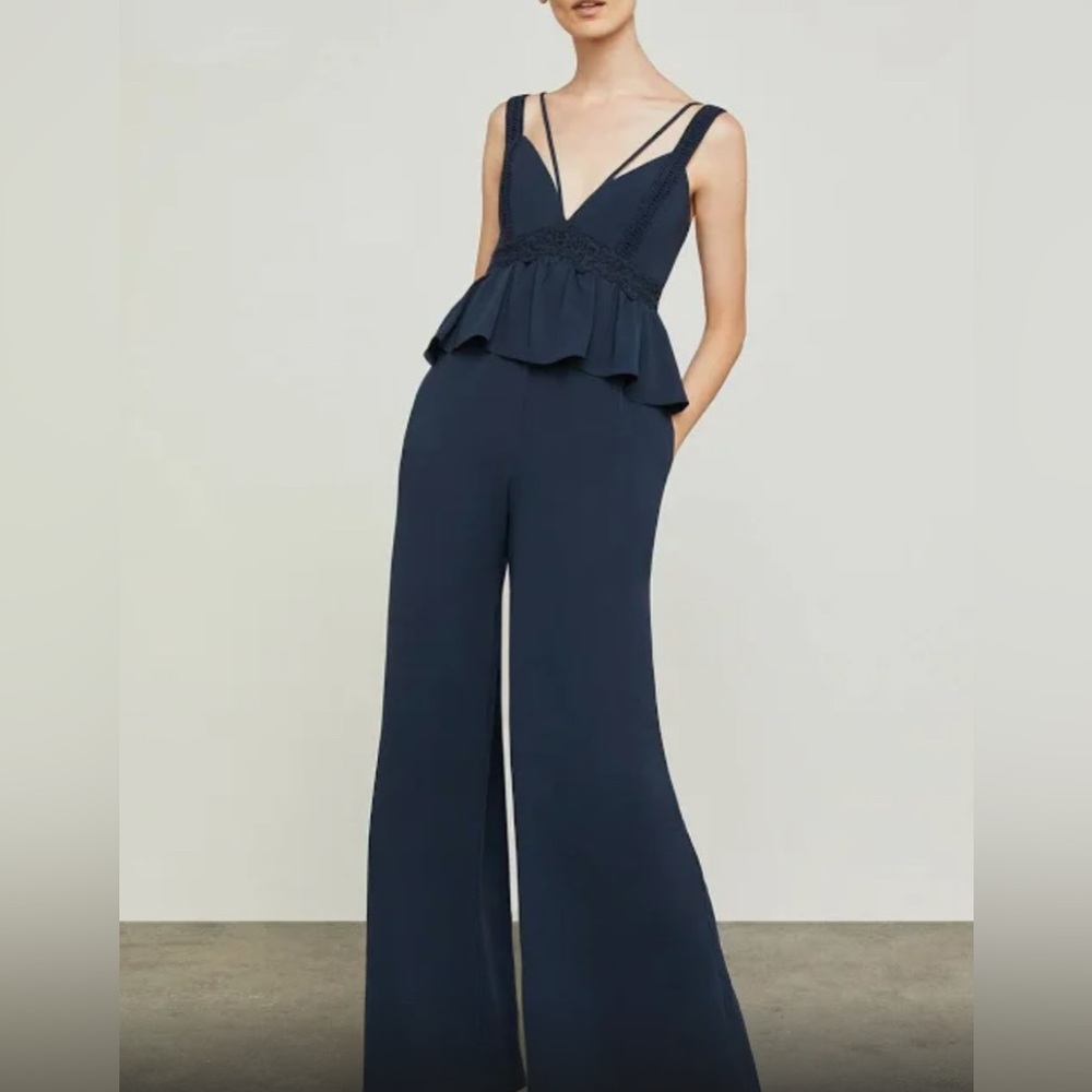 BCBGMaxAzria Navy Peplum Jumpsuit